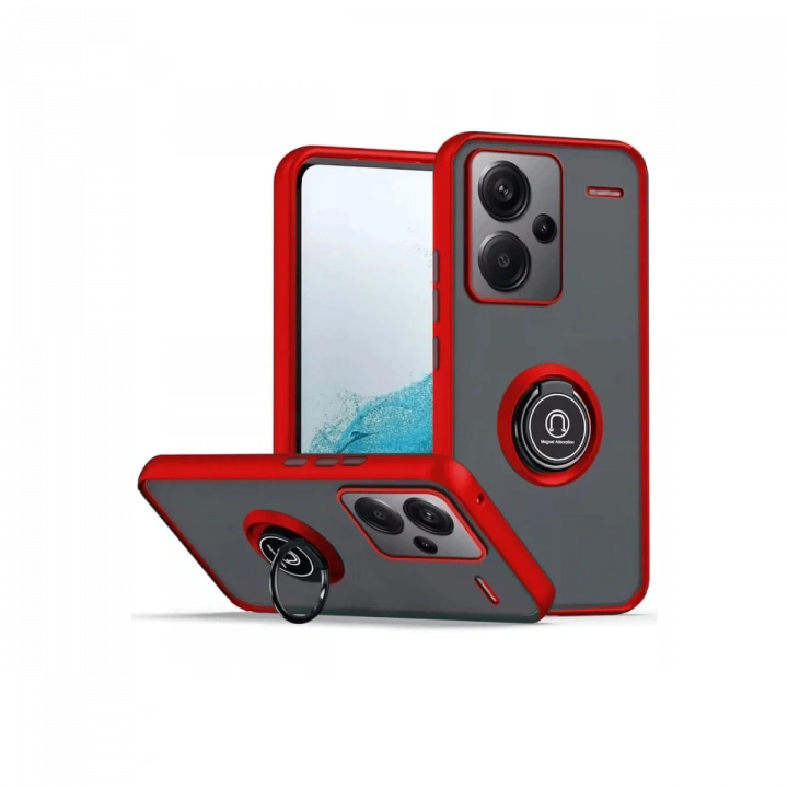 BFS  Xiaomi Redmi Note 13 Pro Plus Kılıf Montreal Yüzüklü Silikon Kapak - Kırmızı