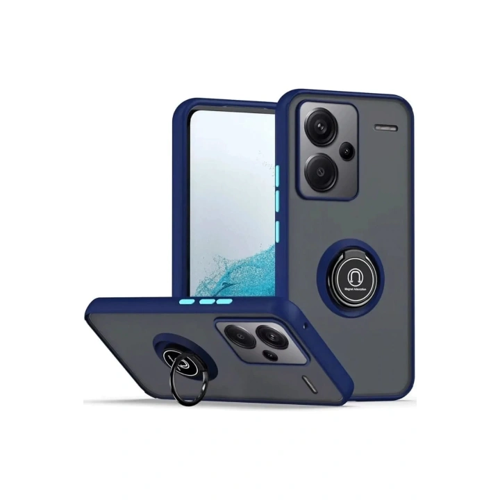 BFS Xiaomi Redmi Note 13 Pro Plus Kılıf Montreal Yüzüklü Silikon Kapak - Lacivert