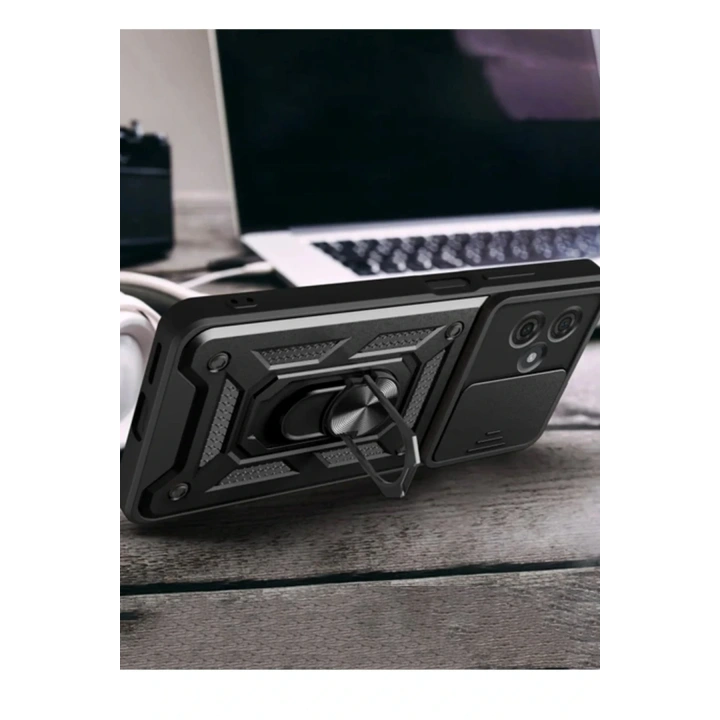 BFS  Xiaomi Redmi Note 13 Pro Plus Kılıf Pars Lens Yüzüklü Silikon - Siyah