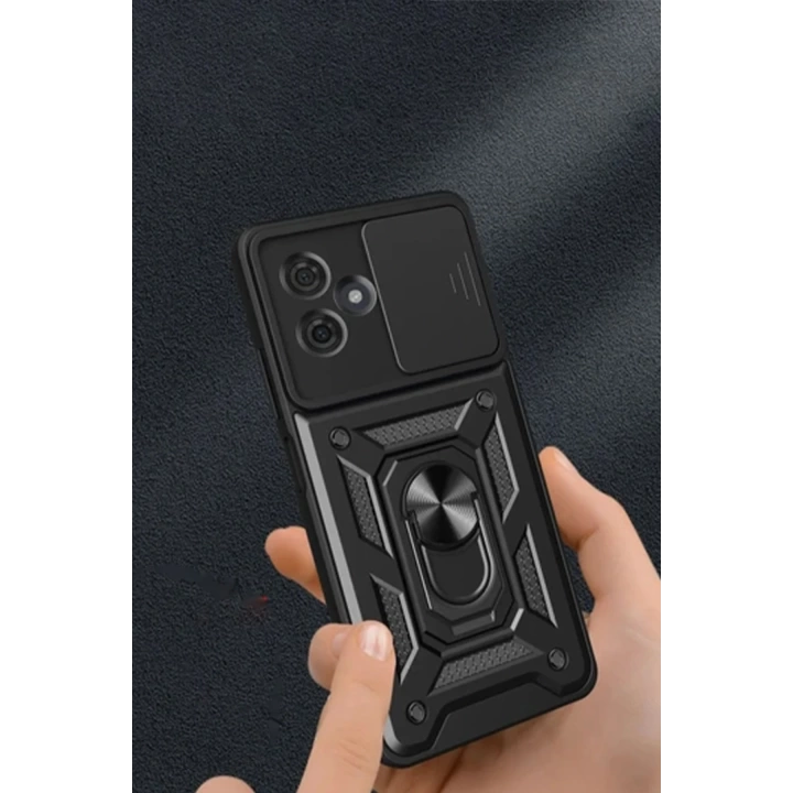 BFS  Xiaomi Redmi Note 13 Pro Plus Kılıf Pars Lens Yüzüklü Silikon - Siyah