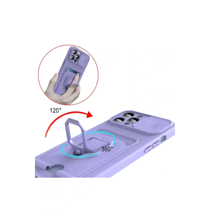 BFS  Xiaomi Redmi Note 13 Pro Plus Kılıf Zuma Kartvizitli Yüzüklü Silikon - Lila