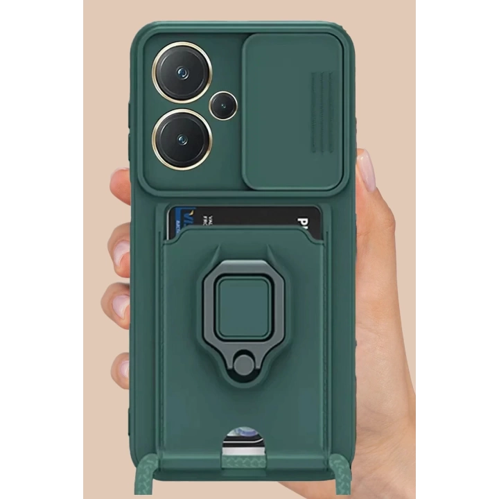 BFS  Xiaomi Redmi Note 13 Pro Plus Kılıf Zuma Kartvizitli Yüzüklü Silikon - Pembe