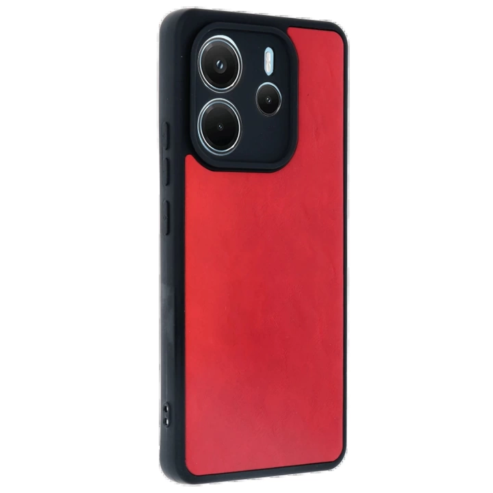 BFS  Xiaomi Redmi Note 14 4G Kılıf Aras Deri Kapak - Kırmızı
