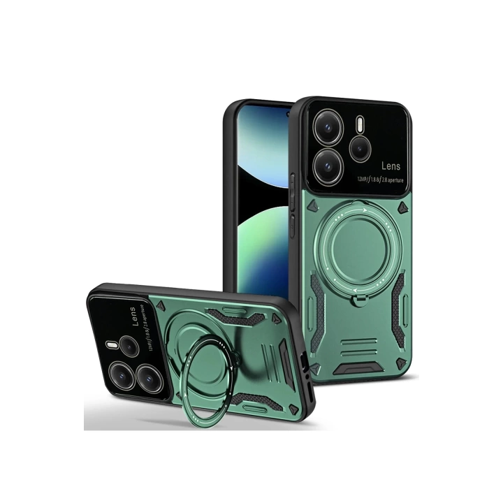 BFS  Xiaomi Redmi Note 14 4G Kılıf Joy Lens Standlı Kapak - Koyu Yeşil