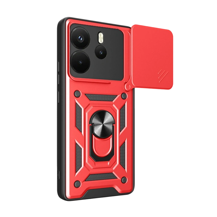 BFS  Xiaomi Redmi Note 14 4G Pars Lens Yüzüklü Silikon - Kırmızı