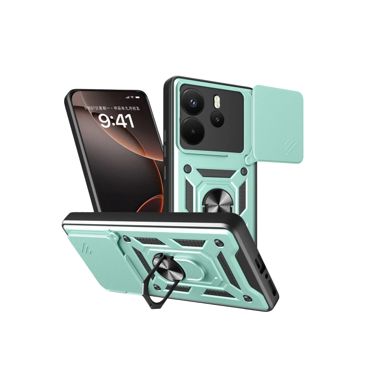 BFS  Xiaomi Redmi Note 14 4G Pars Lens Yüzüklü Silikon - Yeşil