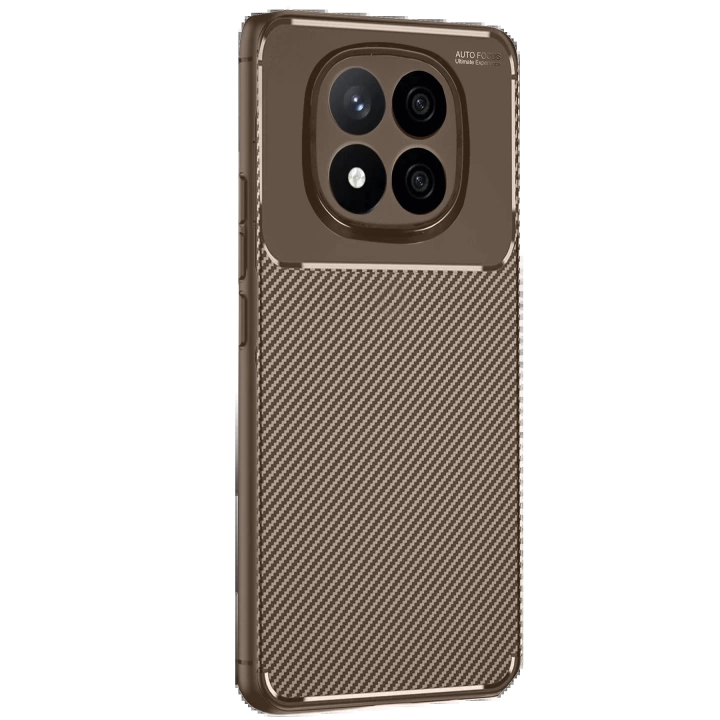 BFS  Xiaomi Redmi Note 14 Pro 4G Kılıf Auto Focus Karbon Kapak - Kahverengi