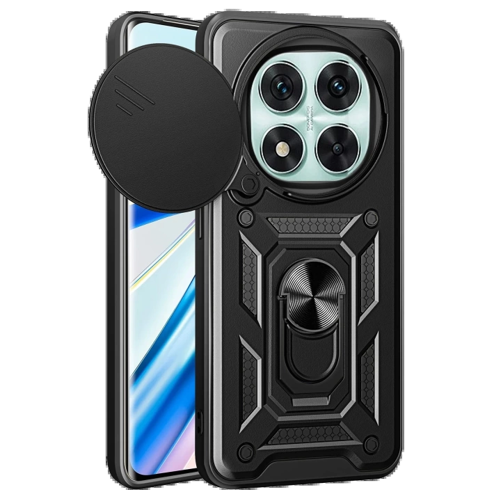 BFS  Xiaomi Redmi Note 14 Pro 4G Kılıf Pars Lens Yüzüklü Silikon - Siyah