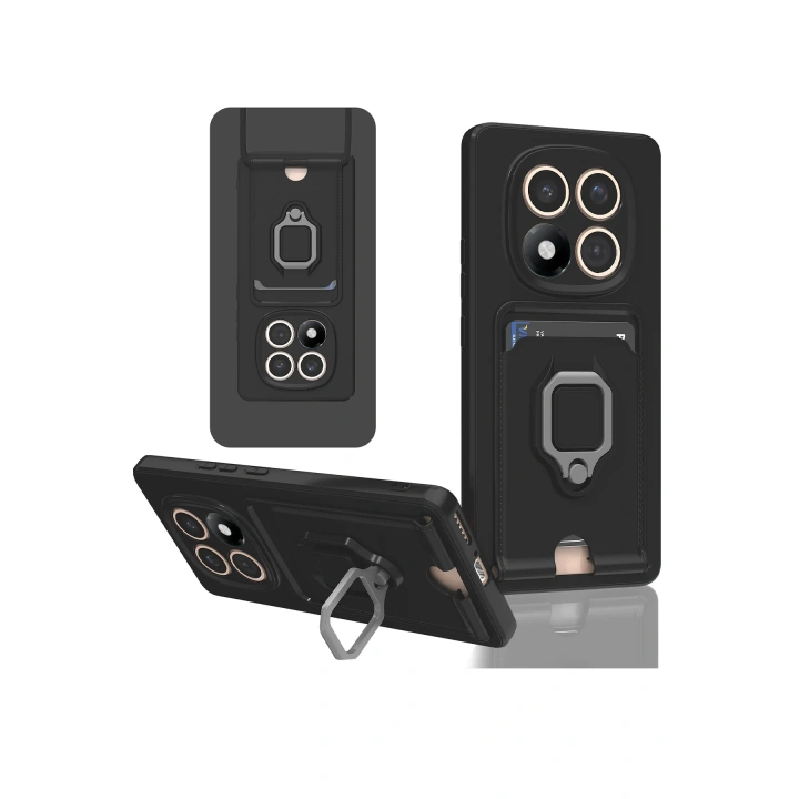 BFS  Xiaomi Redmi Note 14 Pro 4G Kılıf Zuma Kartvizitli Yüzüklü Silikon - Siyah