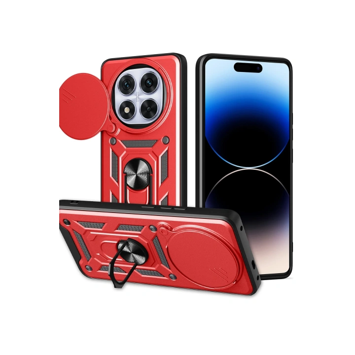 BFS  Xiaomi Redmi Note 14 Pro Plus Kılıf Pars Lens Yüzüklü Silikon - Kırmızı