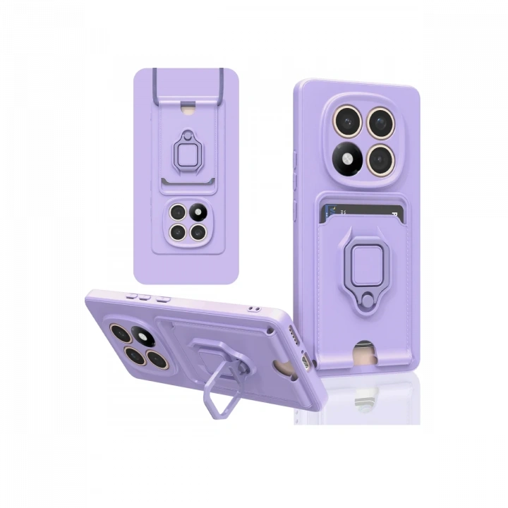 BFS  Xiaomi Redmi Note 14 Pro Plus Kılıf Zuma Kartvizitli Yüzüklü Silikon - Lila