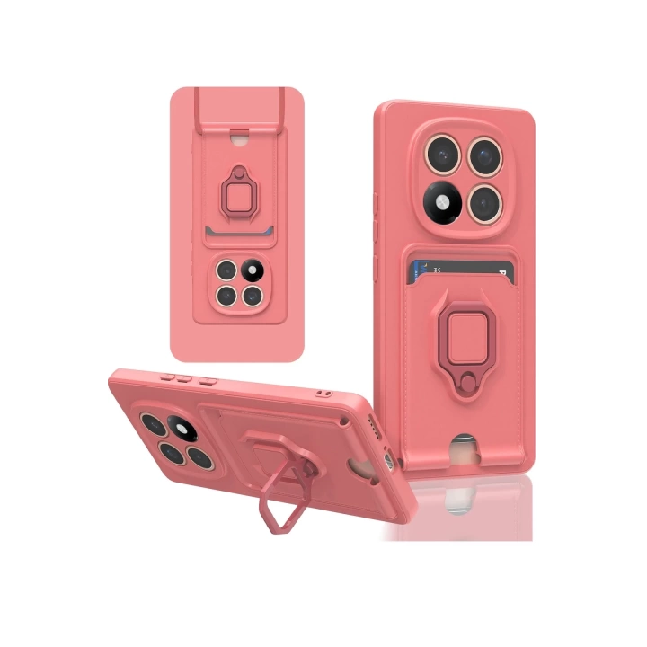 BFS  Xiaomi Redmi Note 14 Pro Plus Kılıf Zuma Kartvizitli Yüzüklü Silikon - Pembe