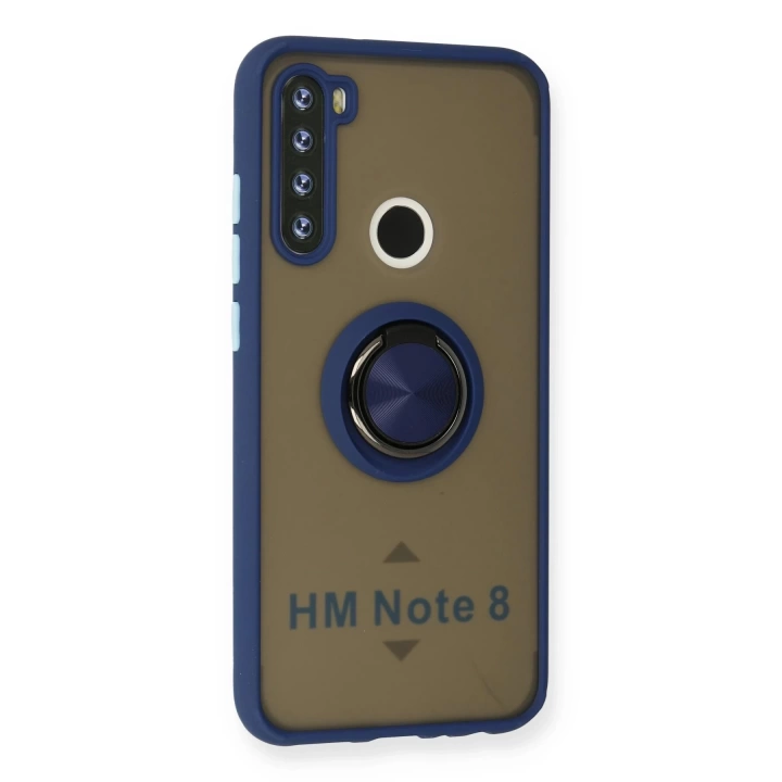 BFS  Xiaomi Redmi Note 8 Kılıf Montreal Yüzüklü Silikon Kapak - Lacivert