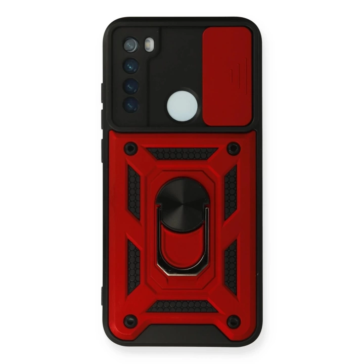 BFS  Xiaomi Redmi Note 8 Kılıf Pars Lens Yüzüklü Silikon - Kırmızı