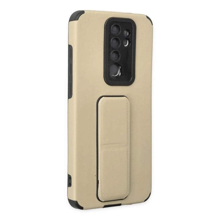 BFS  Xiaomi Redmi Note 8 Pro Kılıf Mega Standlı Silikon - Gold