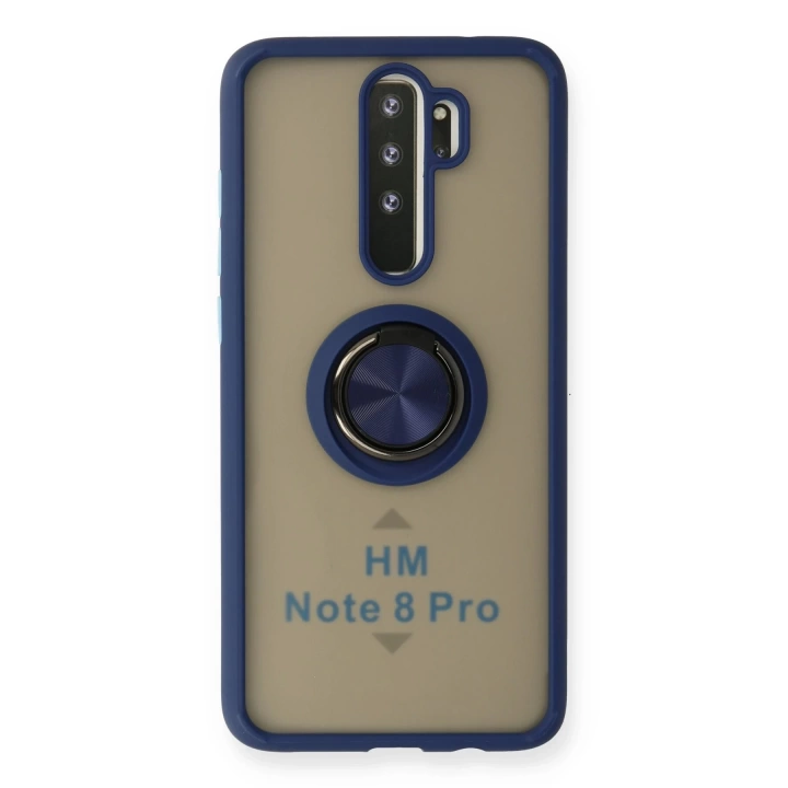 BFS  Xiaomi Redmi Note 8 Pro Kılıf Montreal Yüzüklü Silikon Kapak - Lacivert