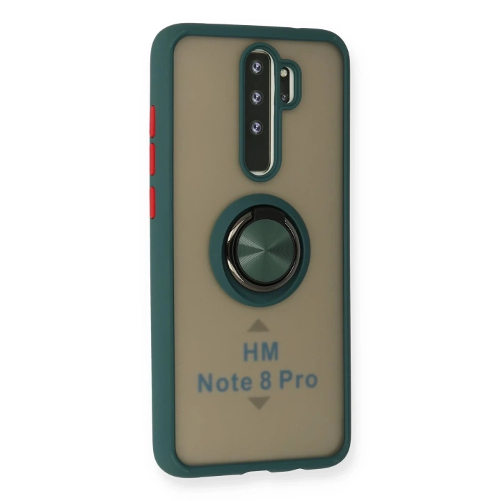 BFS  Xiaomi Redmi Note 8 Pro Kılıf Montreal Yüzüklü Silikon Kapak - Yeşil