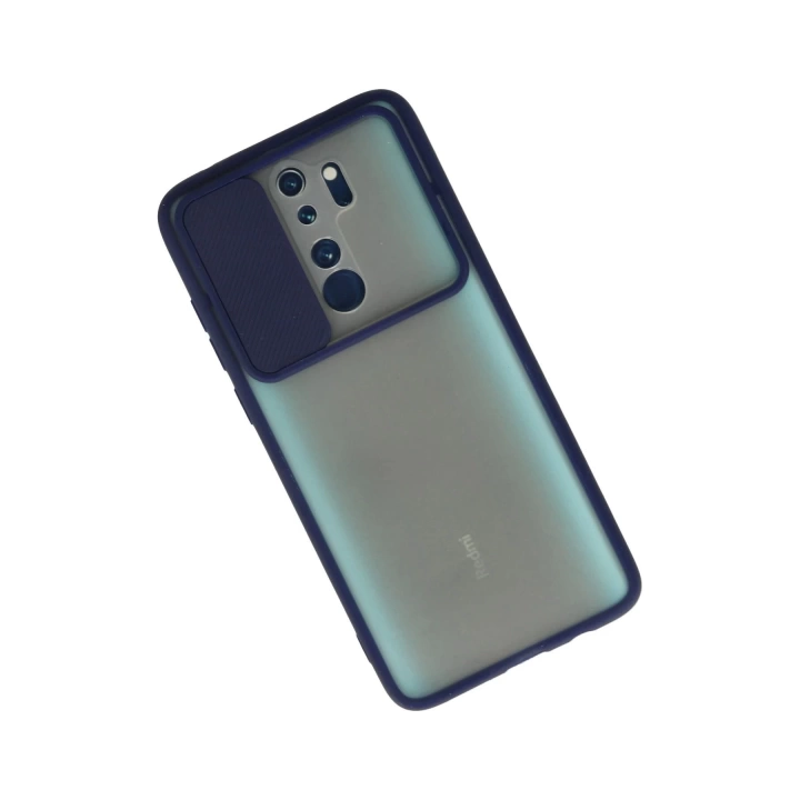 BFS  Xiaomi Redmi Note 8 Pro Kılıf Palm Buzlu Kamera Sürgülü Silikon - Lacivert