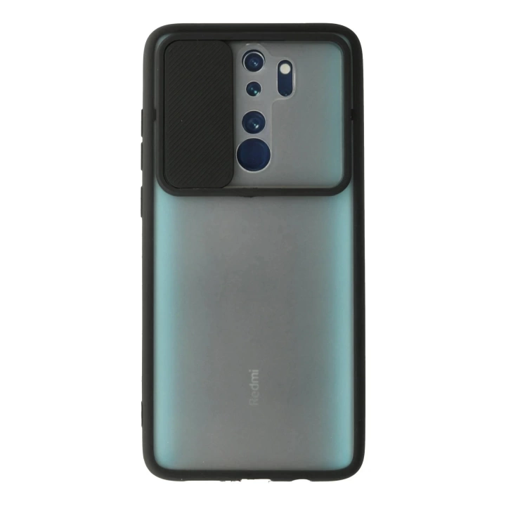 BFS  Xiaomi Redmi Note 8 Pro Kılıf Palm Buzlu Kamera Sürgülü Silikon - Siyah