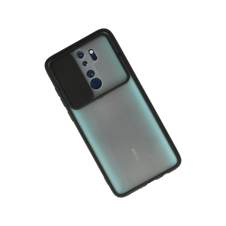 BFS  Xiaomi Redmi Note 8 Pro Kılıf Palm Buzlu Kamera Sürgülü Silikon - Siyah