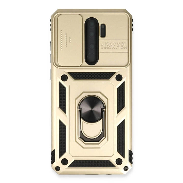 BFS  Xiaomi Redmi Note 8 Pro Kılıf Pars Lens Yüzüklü Silikon - Gold