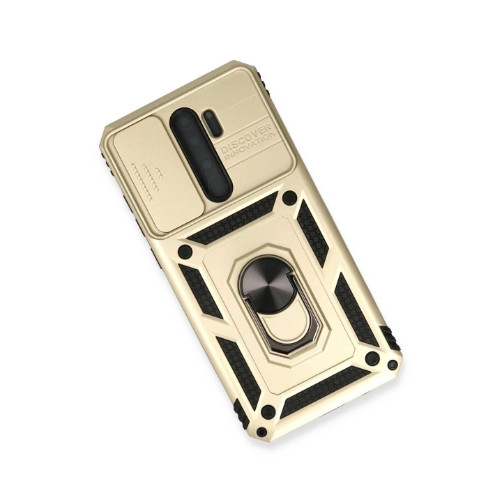 BFS  Xiaomi Redmi Note 8 Pro Kılıf Pars Lens Yüzüklü Silikon - Gold