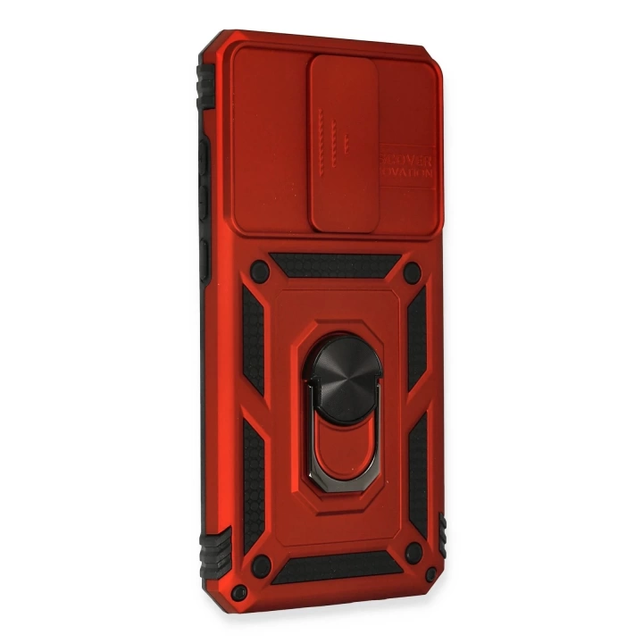 BFS  Xiaomi Redmi Note 8 Pro Kılıf Pars Lens Yüzüklü Silikon - Kırmızı