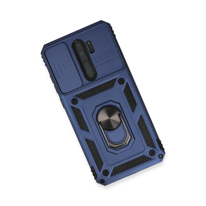 BFS  Xiaomi Redmi Note 8 Pro Kılıf Pars Lens Yüzüklü Silikon - Lacivert