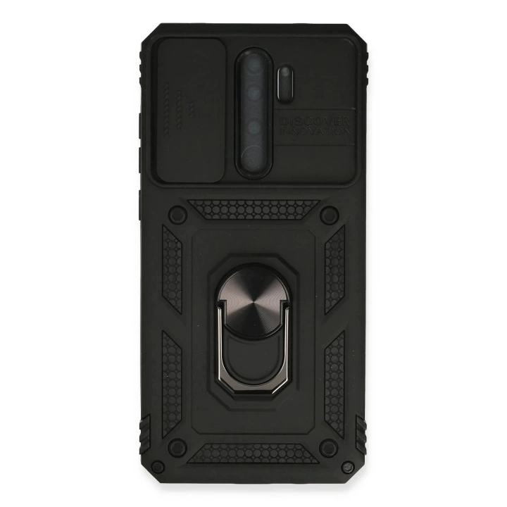 BFS  Xiaomi Redmi Note 8 Pro Kılıf Pars Lens Yüzüklü Silikon - Siyah