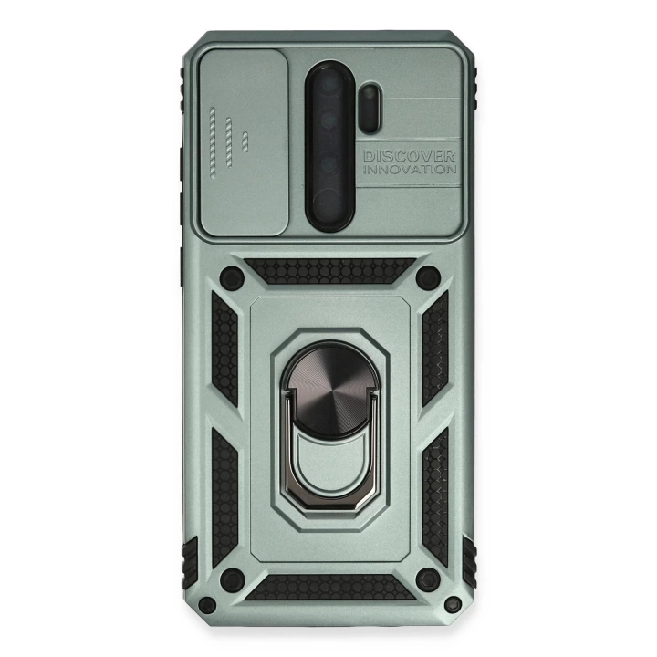 BFS  Xiaomi Redmi Note 8 Pro Kılıf Pars Lens Yüzüklü Silikon - Yeşil
