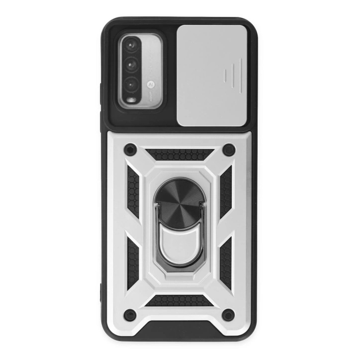 BFS  Xiaomi Redmi Note 9 4G Kılıf Pars Lens Yüzüklü Silikon - Gümüş