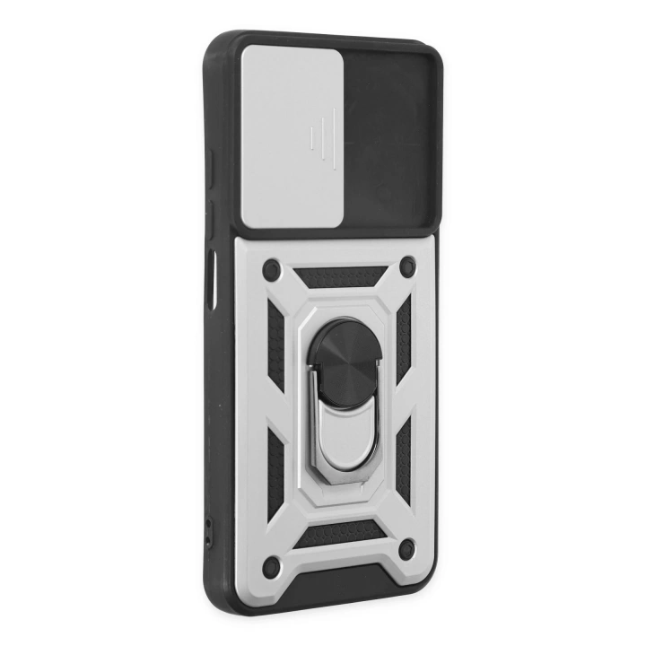 BFS  Xiaomi Redmi Note 9 4G Kılıf Pars Lens Yüzüklü Silikon - Gümüş