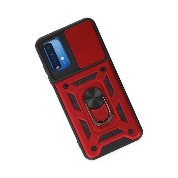 BFS  Xiaomi Redmi Note 9 4G Kılıf Pars Lens Yüzüklü Silikon - Kırmızı