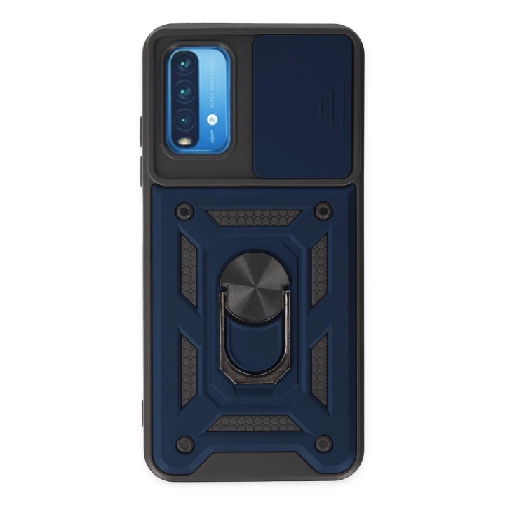 BFS  Xiaomi Redmi Note 9 4G Kılıf Pars Lens Yüzüklü Silikon - Lacivert