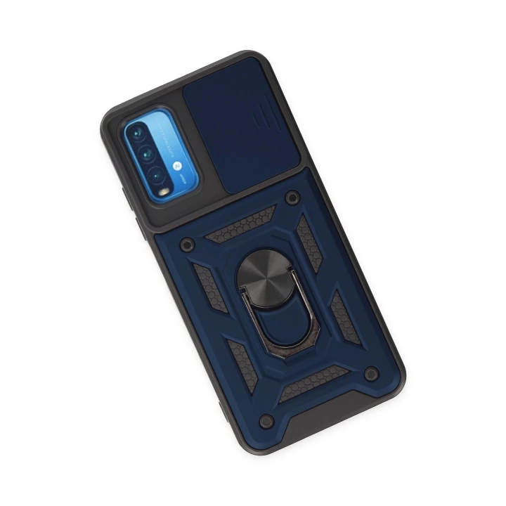 BFS  Xiaomi Redmi Note 9 4G Kılıf Pars Lens Yüzüklü Silikon - Lacivert
