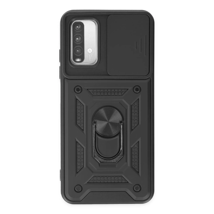 BFS  Xiaomi Redmi Note 9 4G Kılıf Pars Lens Yüzüklü Silikon - Siyah