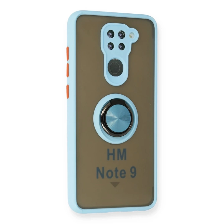 BFS  Xiaomi Redmi Note 9 Kılıf Montreal Yüzüklü Silikon Kapak - Buz Mavi