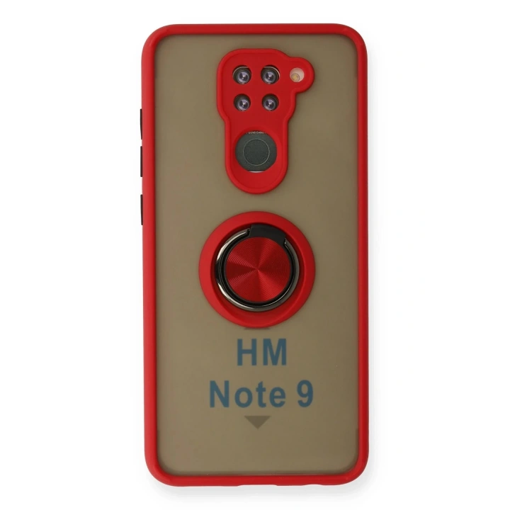 BFS Xiaomi Redmi Note 9 Kılıf Montreal Yüzüklü Silikon Kapak - Kırmızı