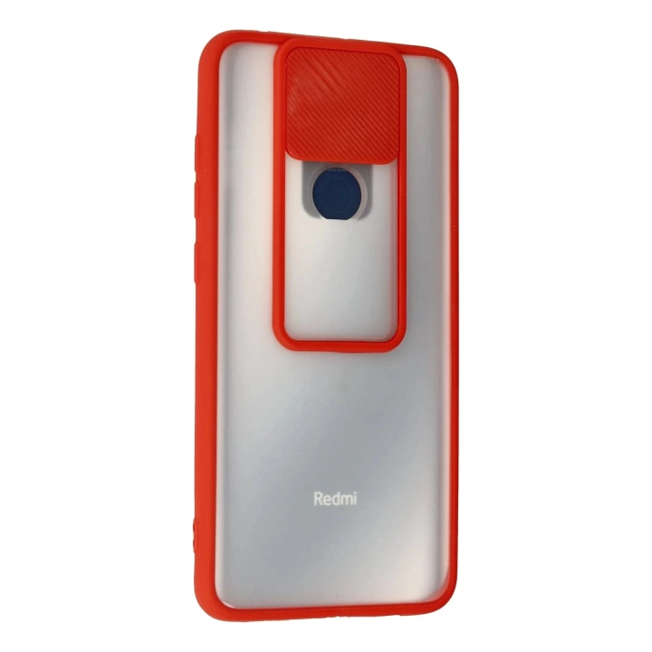 BFS  Xiaomi Redmi Note 9 Kılıf Palm Buzlu Kamera Sürgülü Silikon - Kırmızı
