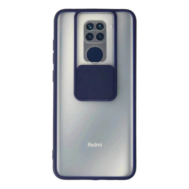 BFS Xiaomi Redmi Note 9 Kılıf Palm Buzlu Kamera Sürgülü Silikon - Lacivert