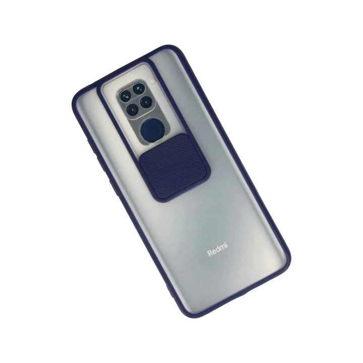 BFS Xiaomi Redmi Note 9 Kılıf Palm Buzlu Kamera Sürgülü Silikon - Lacivert