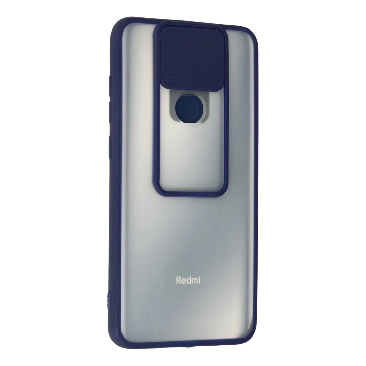 BFS Xiaomi Redmi Note 9 Kılıf Palm Buzlu Kamera Sürgülü Silikon - Lacivert