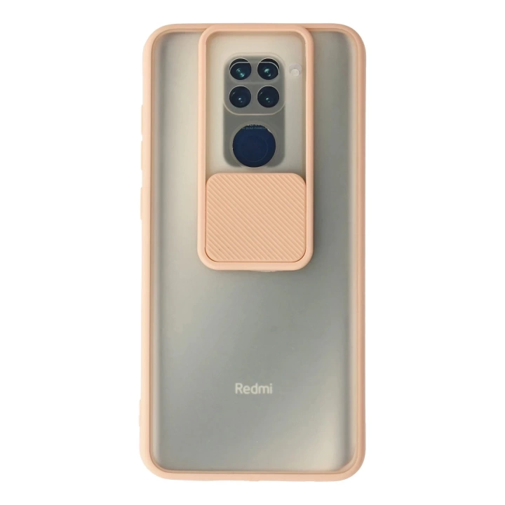 BFS  Xiaomi Redmi Note 9 Kılıf Palm Buzlu Kamera Sürgülü Silikon - Pembe