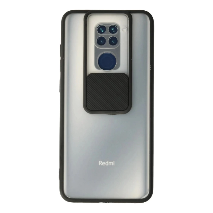 BFS  Xiaomi Redmi Note 9 Kılıf Palm Buzlu Kamera Sürgülü Silikon - Siyah