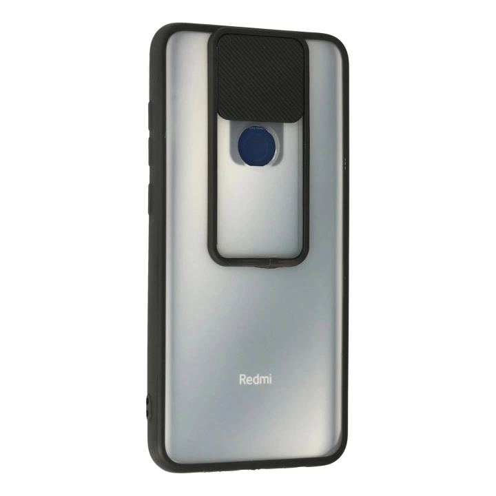 BFS  Xiaomi Redmi Note 9 Kılıf Palm Buzlu Kamera Sürgülü Silikon - Siyah
