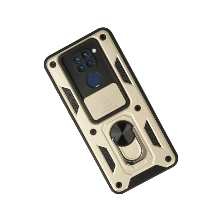 BFS  Xiaomi Redmi Note 9 Kılıf Pars Lens Yüzüklü Silikon - Gold