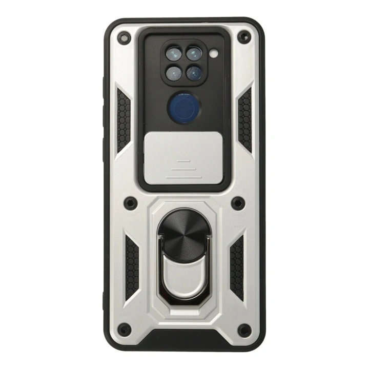 BFS  Xiaomi Redmi Note 9 Kılıf Pars Lens Yüzüklü Silikon - Gümüş