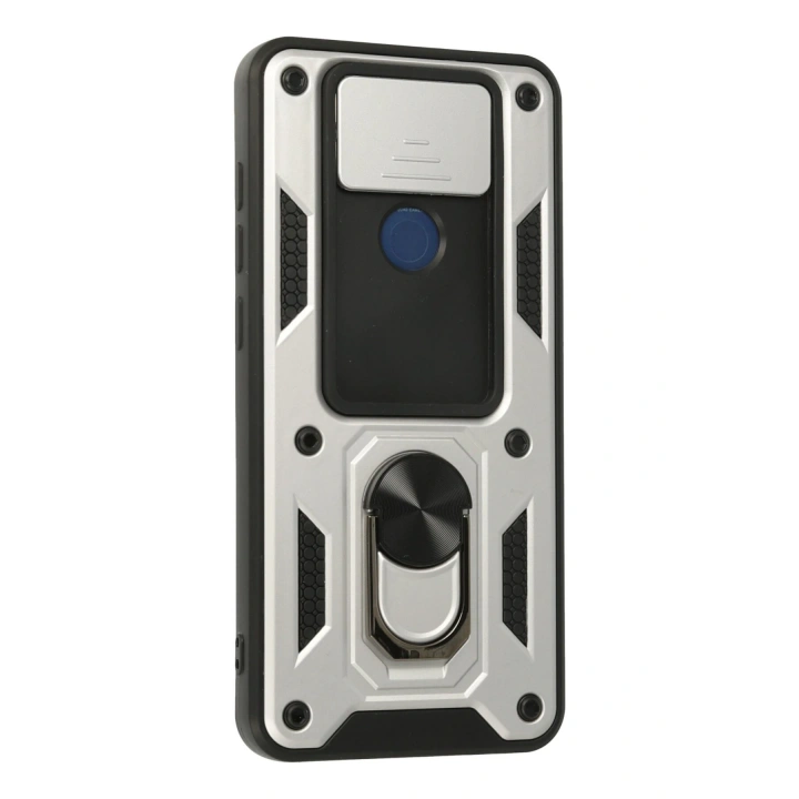 BFS  Xiaomi Redmi Note 9 Kılıf Pars Lens Yüzüklü Silikon - Gümüş