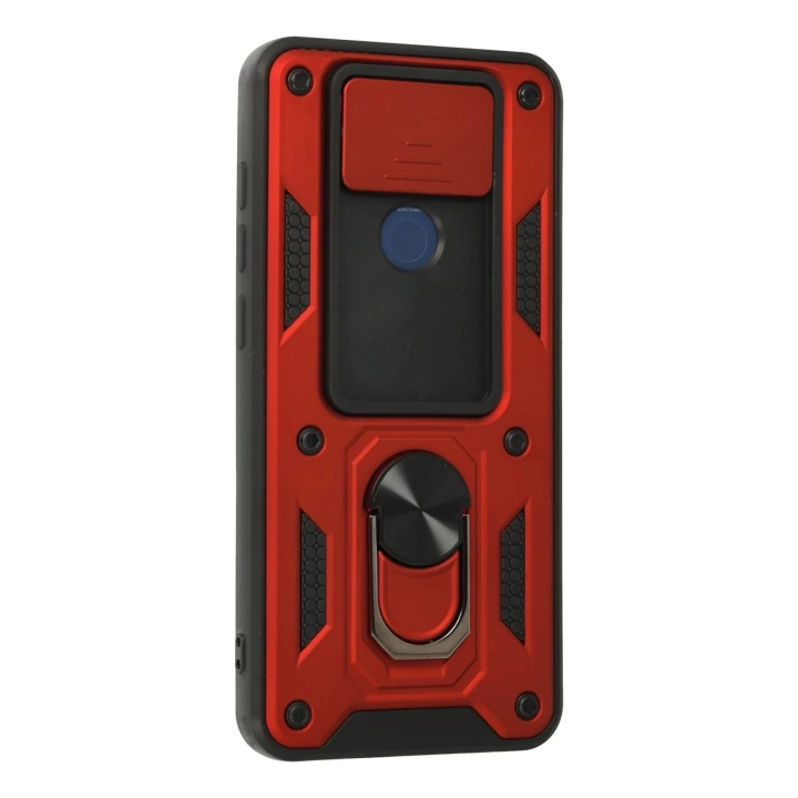 BFS  Xiaomi Redmi Note 9 Kılıf Pars Lens Yüzüklü Silikon - Kırmızı