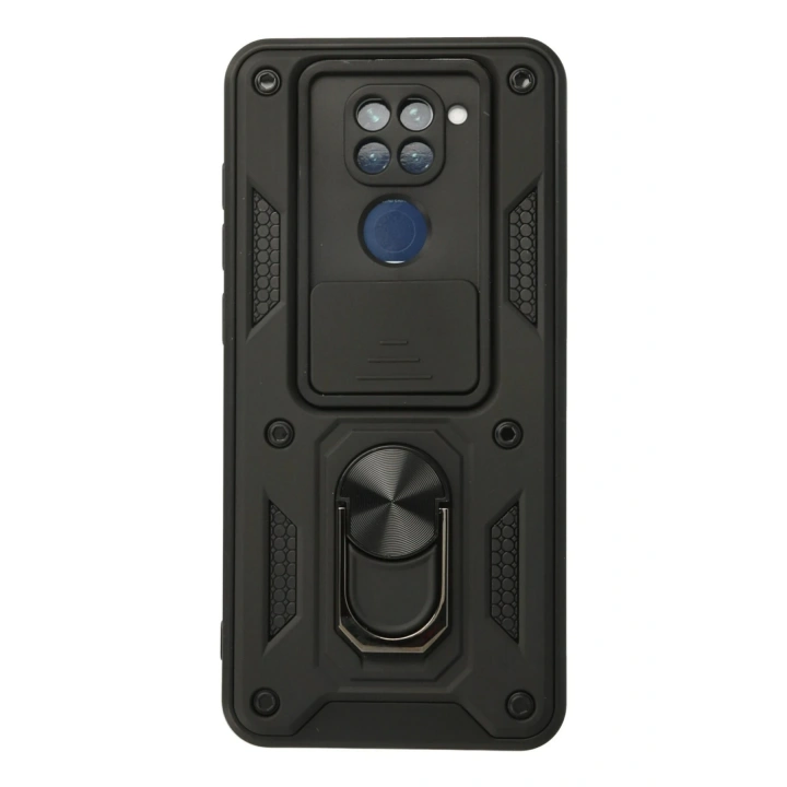 BFS  Xiaomi Redmi Note 9 Kılıf Pars Lens Yüzüklü Silikon - Siyah